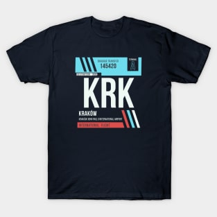 Krakow (KRK) Airport Code Baggage Tag T-Shirt